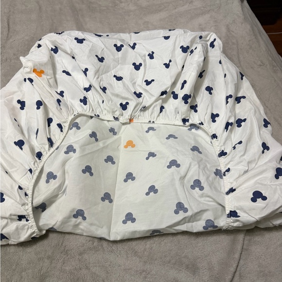 Disney Mickey Mouse Patterned Crib Sheet - Navy and Orange - Picture 8 of 8